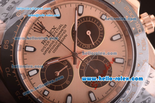 Rolex Daytona Automatic 7750 Coating Rose Gold Case and RG/PVD Strap with Pink Dial - Click Image to Close